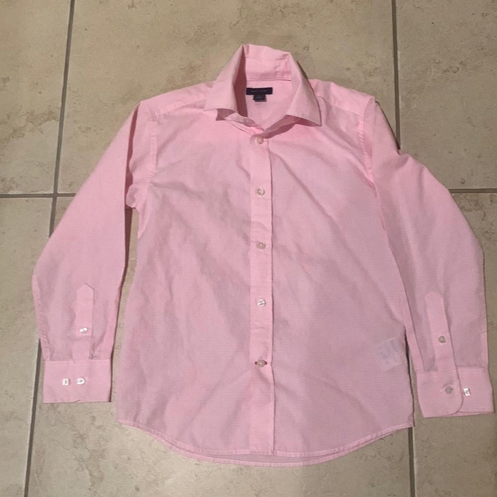Boys pink dress button up shirt.